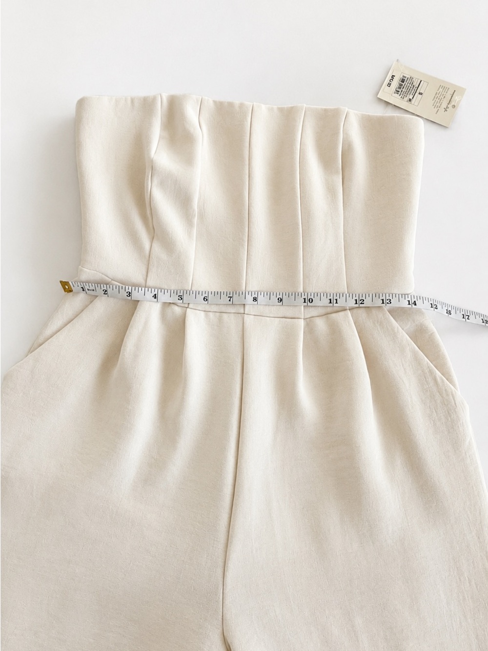A New Day Women’s Strapless Jumpsuit Size Small Cream Wide Leg NWT - Picture 11 of 12